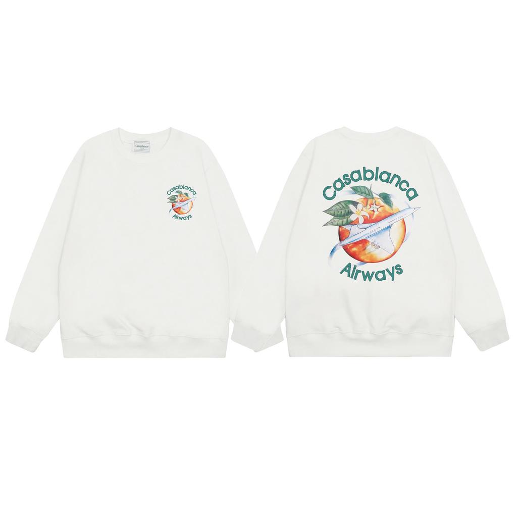 CASABLANCA Unisex Letter Print Terry Sweatshirt, New Style Round Neck