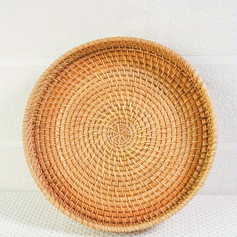 Handmade Autumn Rattan Tray Ornament Storage Dining Plate Hotel Restaurant Plate Decoration