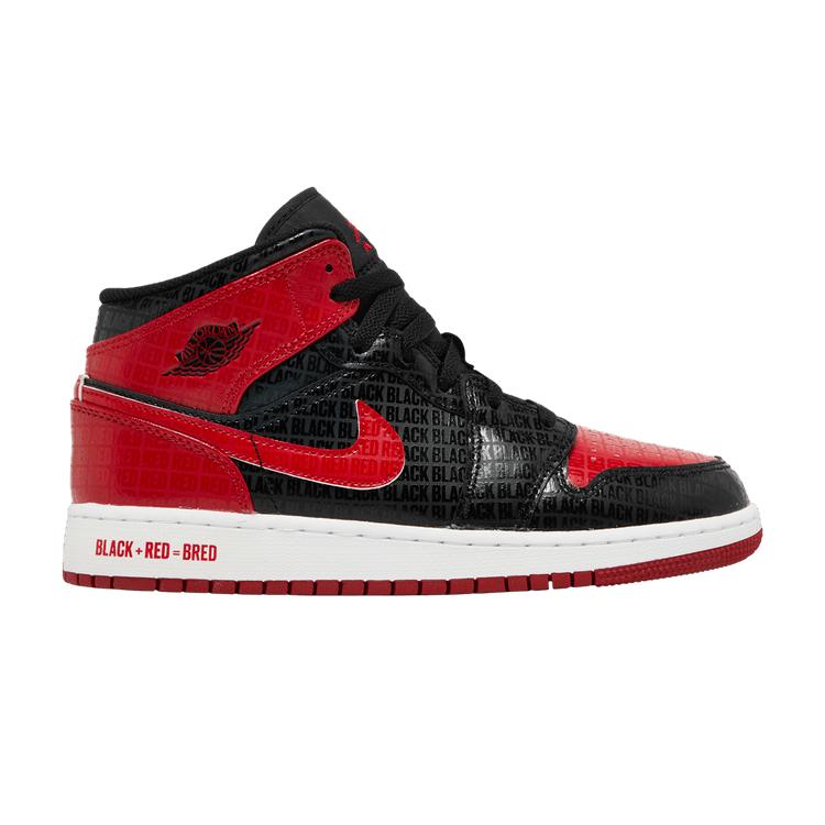 Air Jordan 1 Mid SS GS Black + Red = Bred 36
