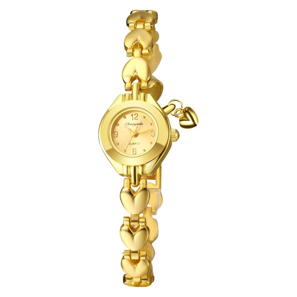 Cute and Stylish Bracelet Heart Analog Display Waterproof Quartz Fashion Watch in Gold Perfect Gift for Day Women's Watch - Birthdays, Anniversaries,