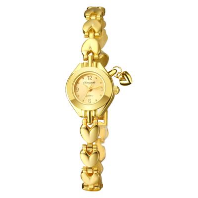 Niedliche und stilvolle Armbanduhr mit Herz-Analoganzeige, wasserdicht, Quarz, Modeuhr in Gold, perfektes Geschenk für den Tag, Damenuhr - Geburtstage, Jubiläen,