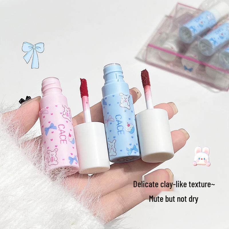 CACE Velvet Nude Matte Lip Mud Set - Natural, Versatile, Whitening, Pigmented Lip Glaze for a Subtle Nude Look.