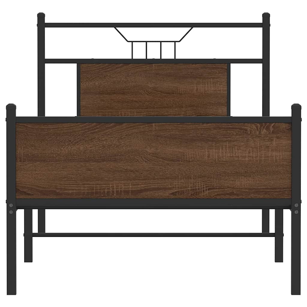 Bed Frame Without Mattress Brown Oak Look 75 X 190 Cm Engineered Wood