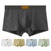 Men Boxer Underwear Mid-rise Wide Elastic Waistband Slim Fit Shorts Briefs Solid Color Breathable U-Convex Panties