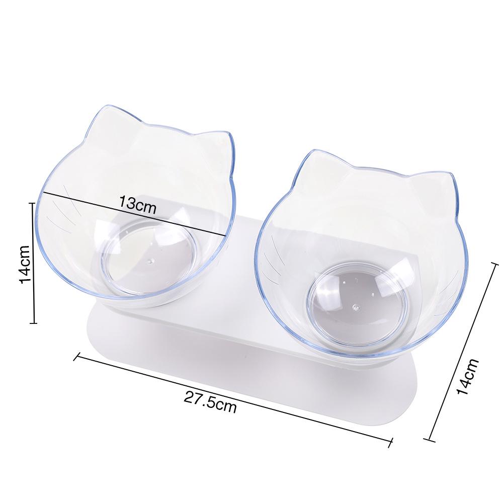 Non-Slip Double Cat Bowl with Elevated Design and Cat Ear Shaped for Pet Food