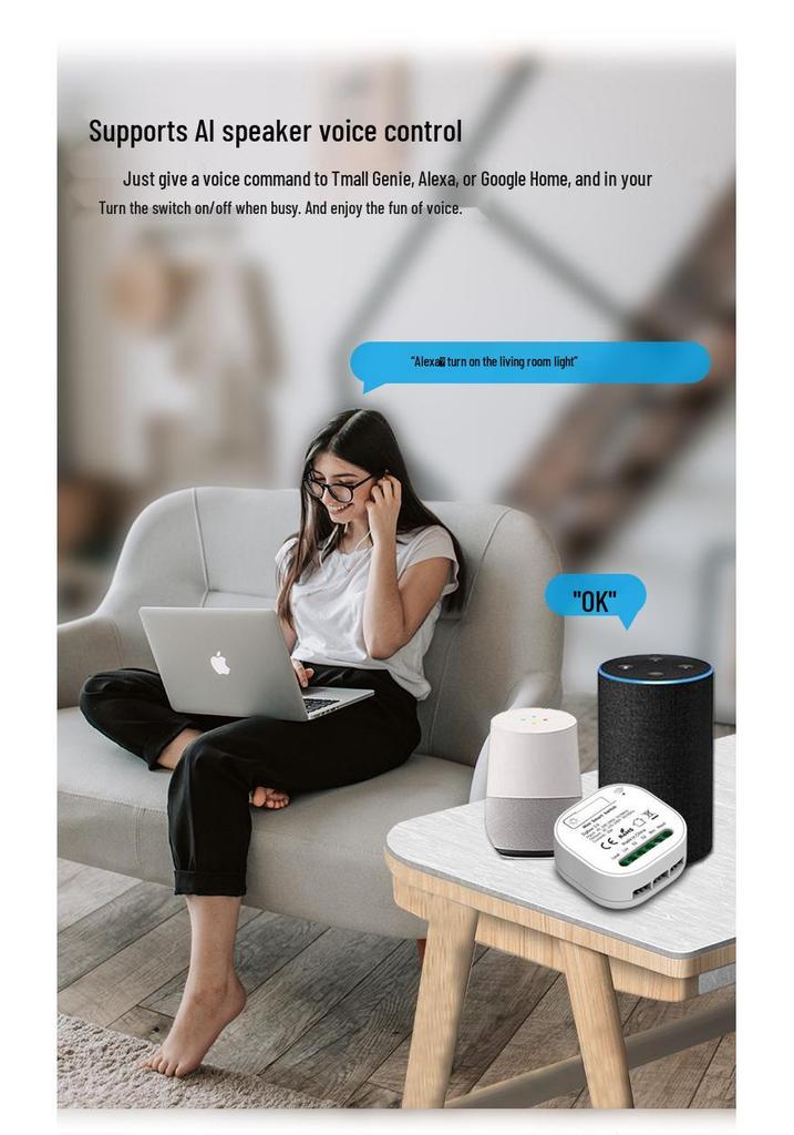 Graffiti Zigbee Alexa-Compatible Wireless Smart Switch with Voice Control, Timer, and Dual Control Functionality.