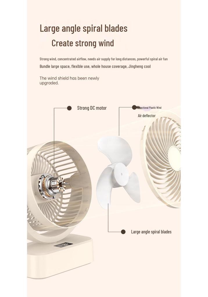 2026 Portable USB Rechargeable Oscillating Desktop Fan