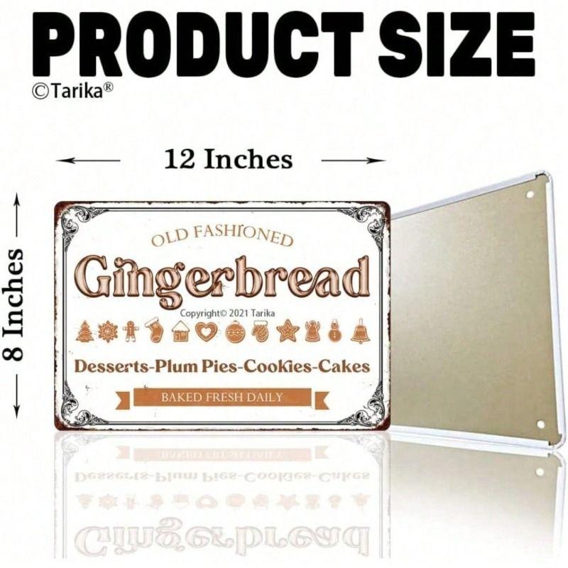 Metal Wall Art Vintage Tin Sign for Kitchen, Gingerbread Cookie 8x12 Inch