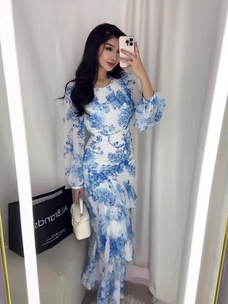European & American Floral Chiffon Dress - Spring 2025 Collection