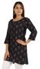 Moomaya Womens Tops Rayon Block Print Tunic 3 4th Sleeve Tunic Summer Blouse