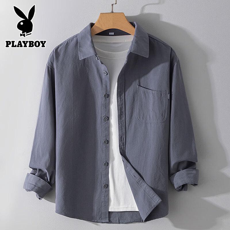Playboy Men s Pure Cotton Long Sleeve Casual Shirt XL