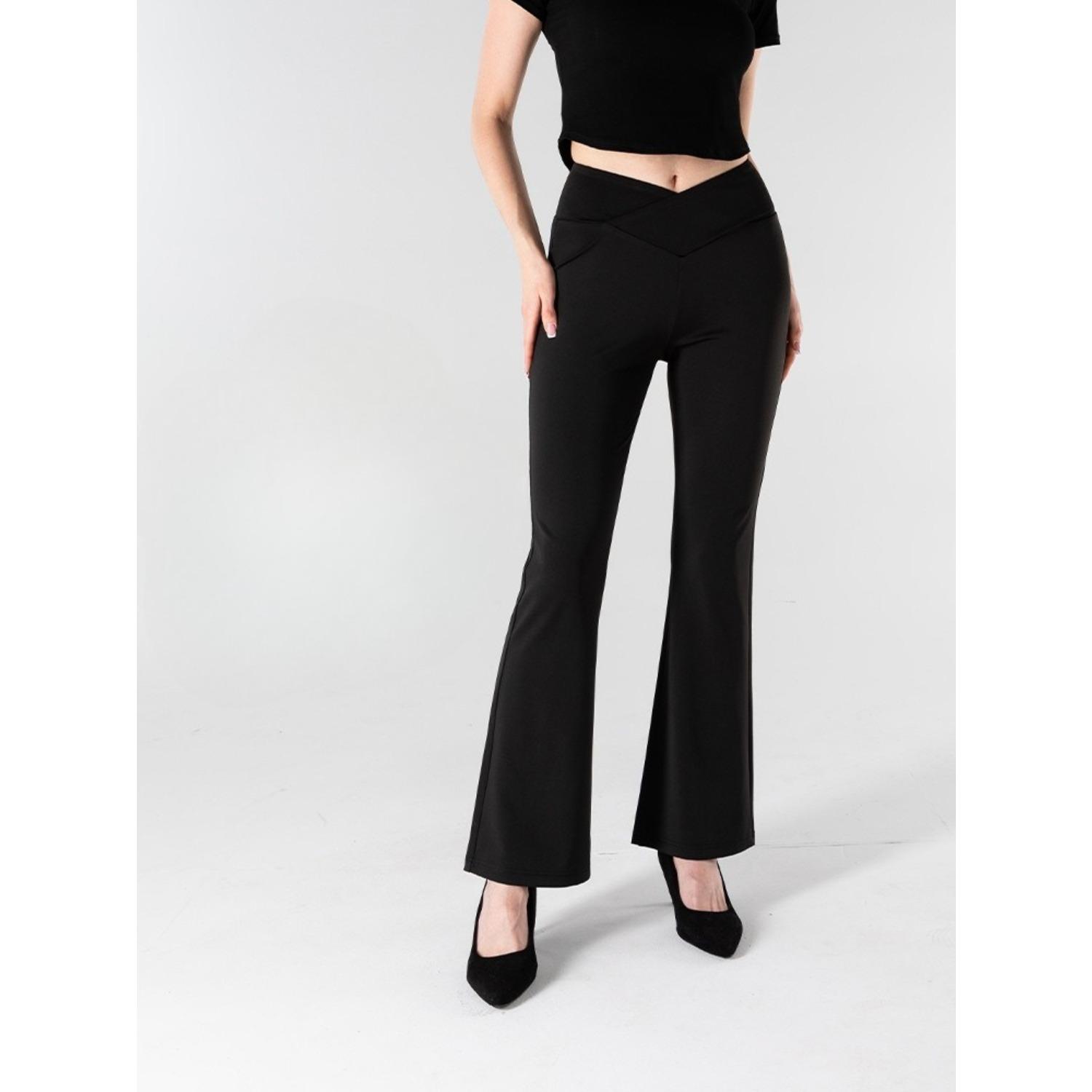 Women s High Waist Flare Pants Stretchy Wide Leg Trousers Casual Long Pants S