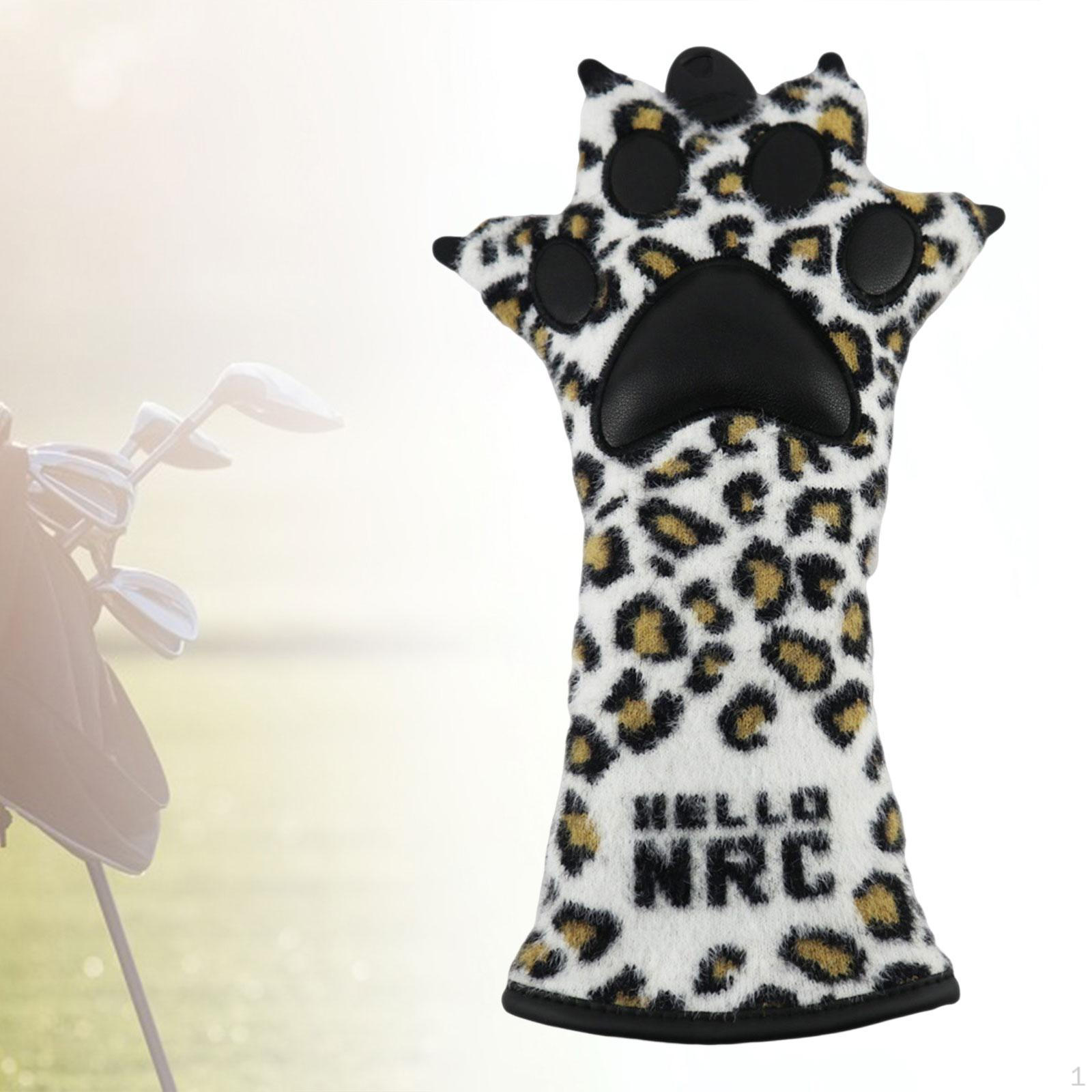 

Cartoon Golf Club Head Cover Fashionable PU Leather Protective Lightweight Leopard Claw for Hybrid