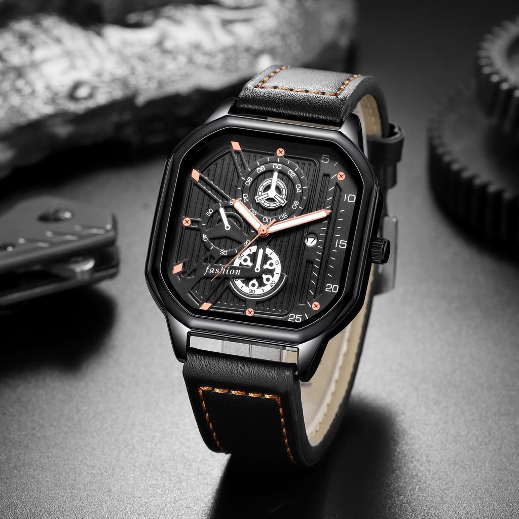 Year Square Watch Men'S Simple Large Dial Fashion Teen Men'S Luminous Quartz Watch