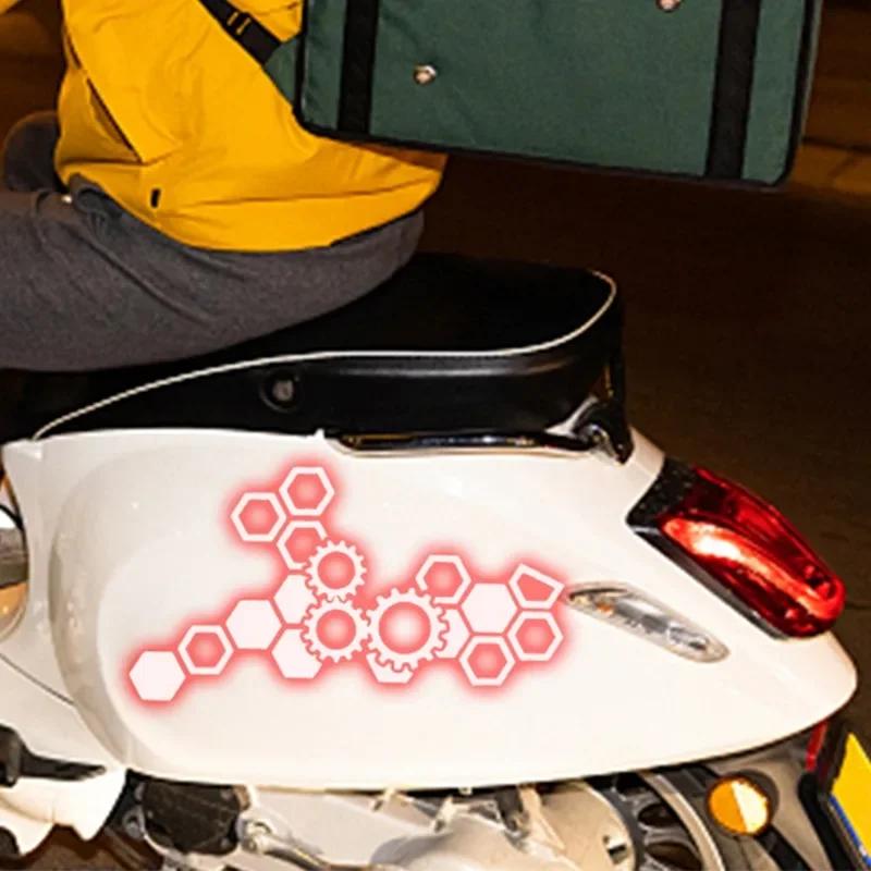 Reflective Honeycomb Hexagonal Car Sticker Motorcycle Electric Vehicle Modification Waterproof Honeycomb Gear Reflective Decal