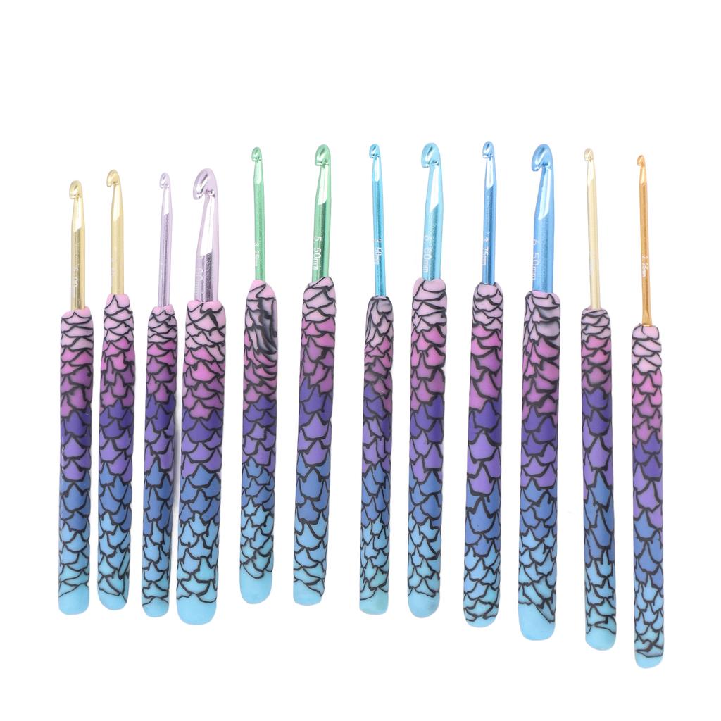 12Pcs Crochet Hooks Ergonomic Soft Handle Aluminum Crochet Needle Kit for Beginners for Crochet Accessories12 Pcs OPP