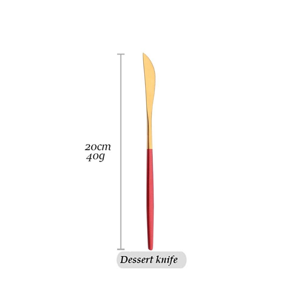 1pcs Dinnerware Mirror Stainless Steel Cutlery Set Red Gold Flatware Set Dessert Knife Spoons Forks Silverware Kitchen Tableware Set