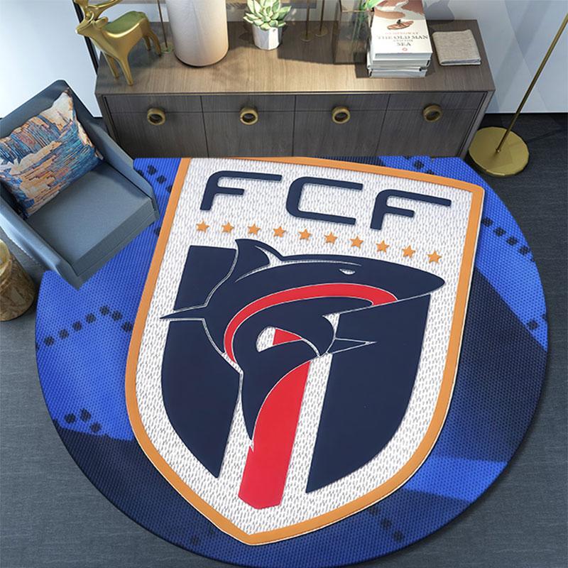 Kulatý koberec národního fotbalového týmu Kapverdy, Protiskluzový omyvatelný kruhový koberec do obývacího pokoje, ložnice, herny, Dekorace pro sportovní fanoušky, Dárek k svátku, k narozeninám