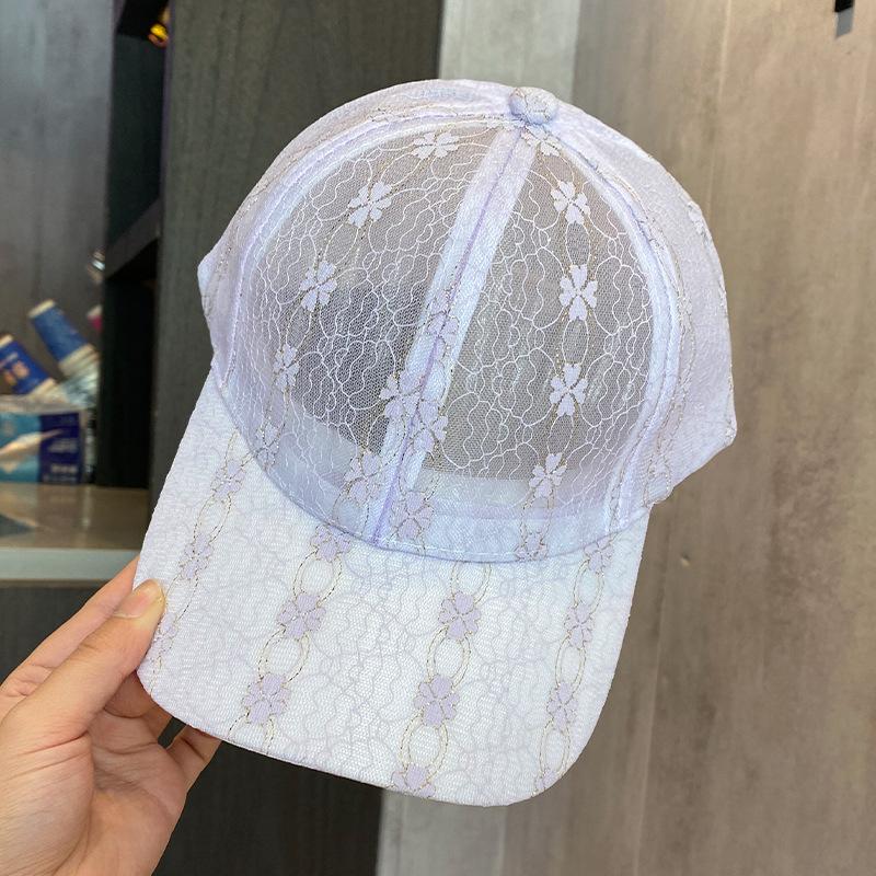 Summer new hollow lace four-leaf clover baseball cap women's versatile breathable travel fashion sunshade cap