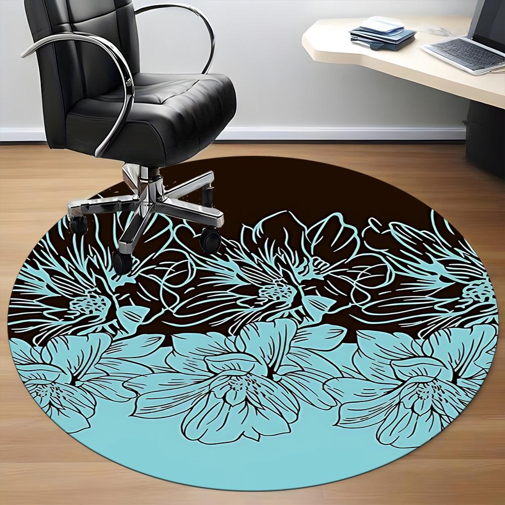 1pc Floral Pattern Office Round Rug, Non-slip, Soft and Durable Office Rug for Interior Decoration, Perfect for Office, Beautiful Decoration Yy2603120
