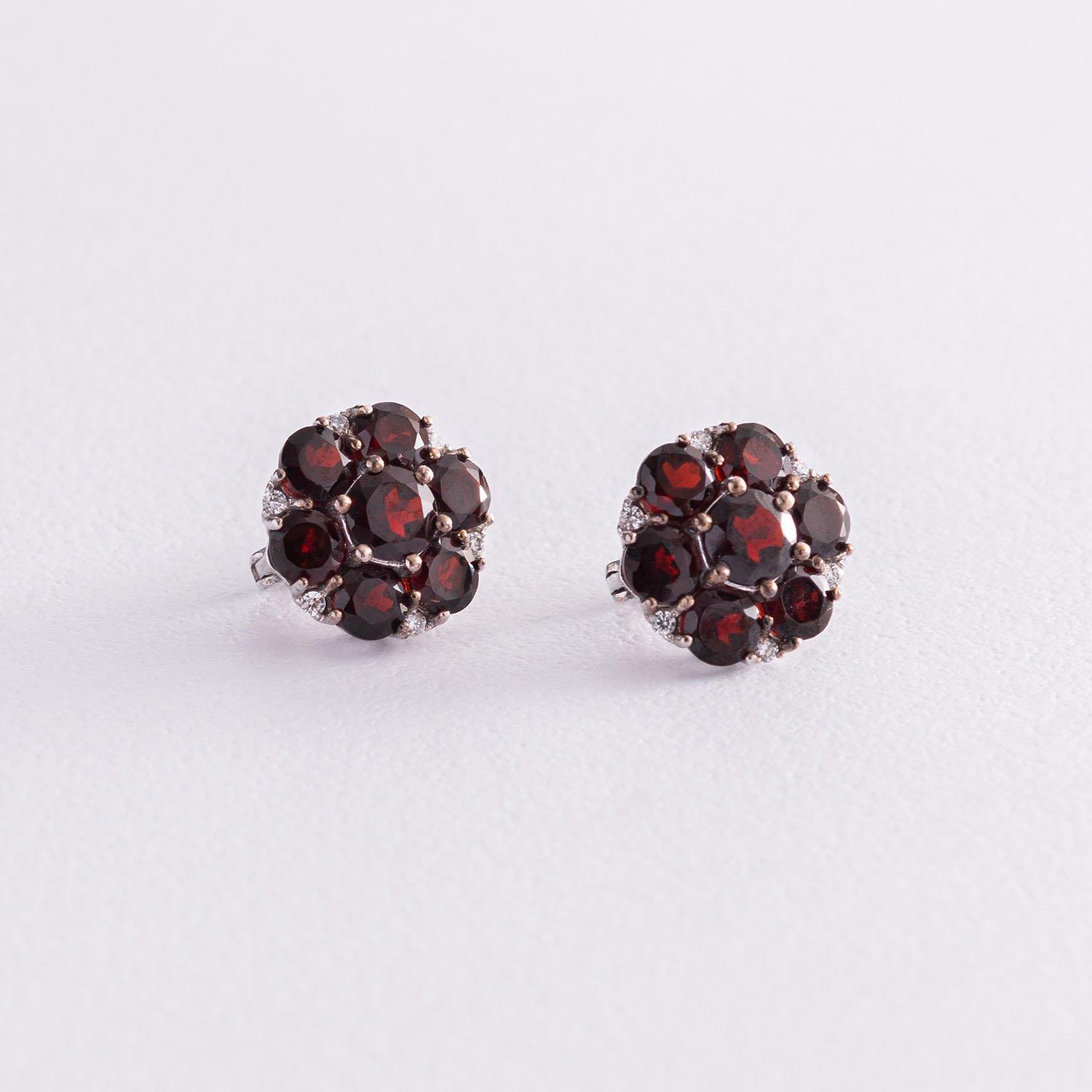 

Срібні сережки (фіаніти, піроп) Oniks срібний