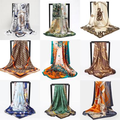 90 Square Scarves Satin Headscarf Simulation Silk Fashion Silk Scarf Versatile Trend Mother Square Scarf Scarf