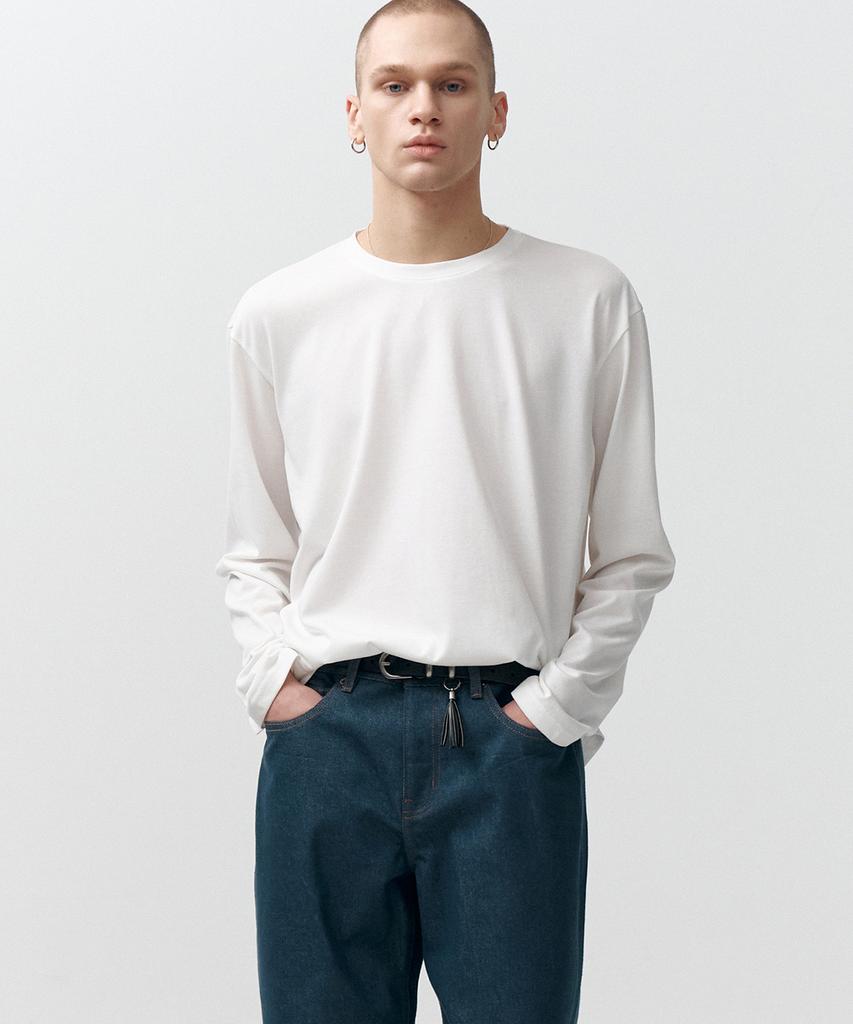 NOIRER Silky Blended Crew Neck T-Shirt (White)