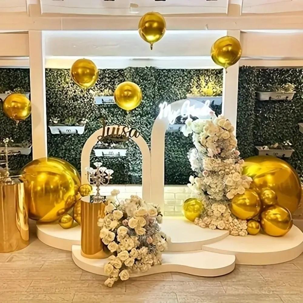 Silver 4D Balloons 50/60 Inches Metallic Balloons Round Balloons  New Year Accessories