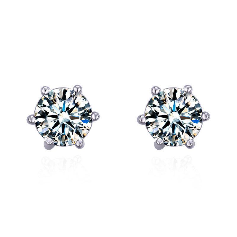 GRA Certified D Color Moissanite Six-Prong Stud Earrings in Sterling Silver 925 – High-End Gift. 0.5ct Pair Six-Prong Stud Earrings