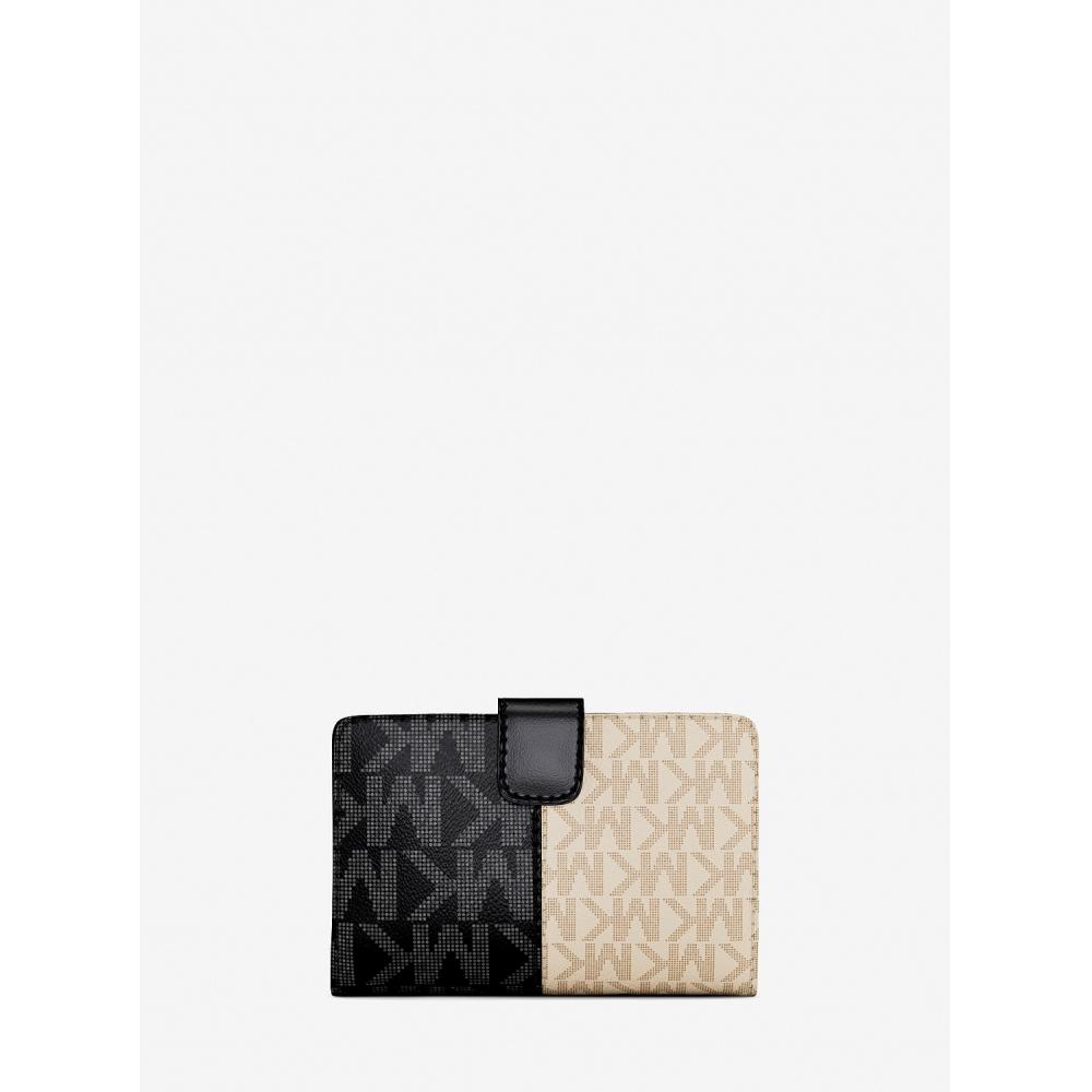 Michael Kors Jet Set Two Tone Wallet Medium Mk Signature 35f4gtvf6b5 Black Multi