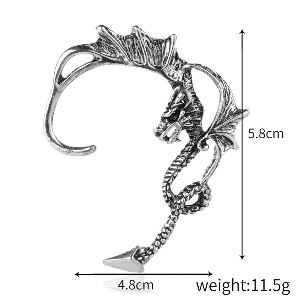 Retro Gothic Elf Wing Ear Clips: Dark Punk Devil & Dragon Style Earrings for Women