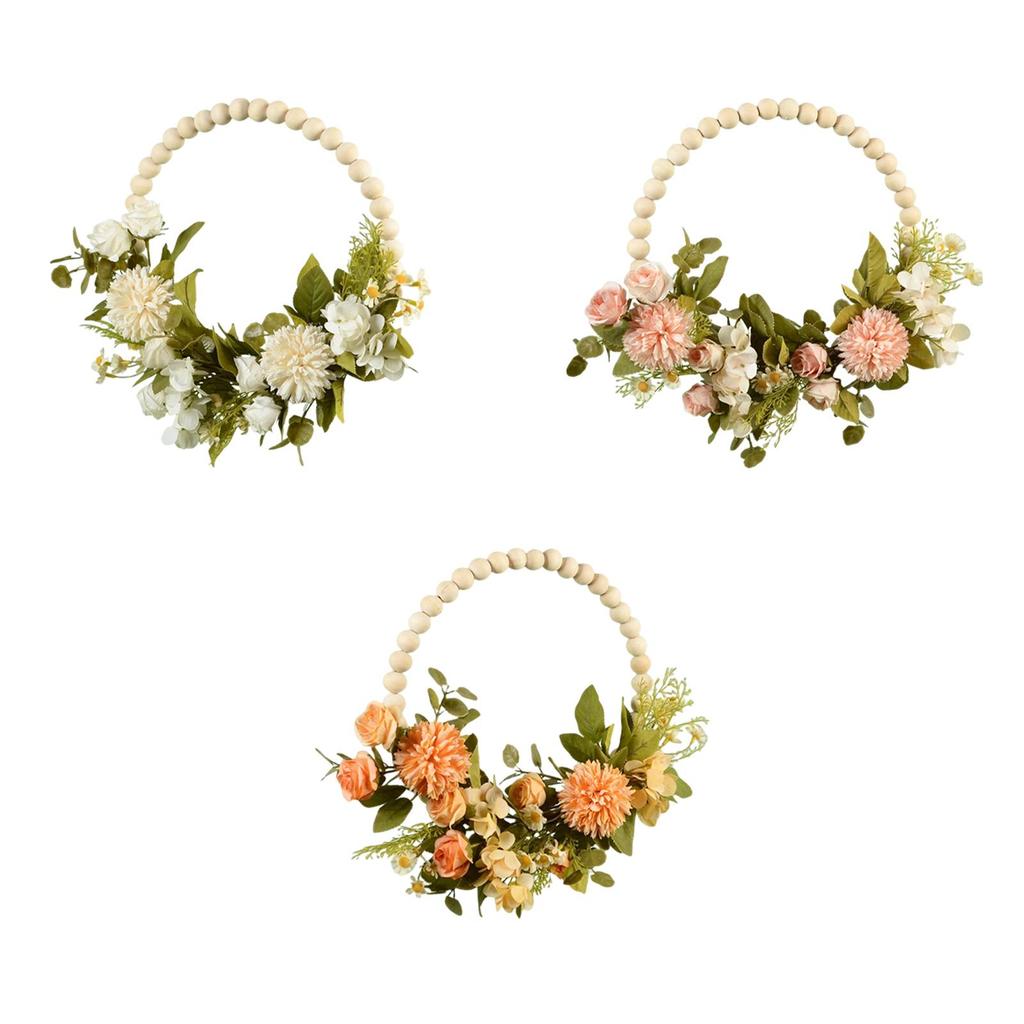 Artificial Flower Wreath Door Garland Greenery Leaves Wall Hanging Decor