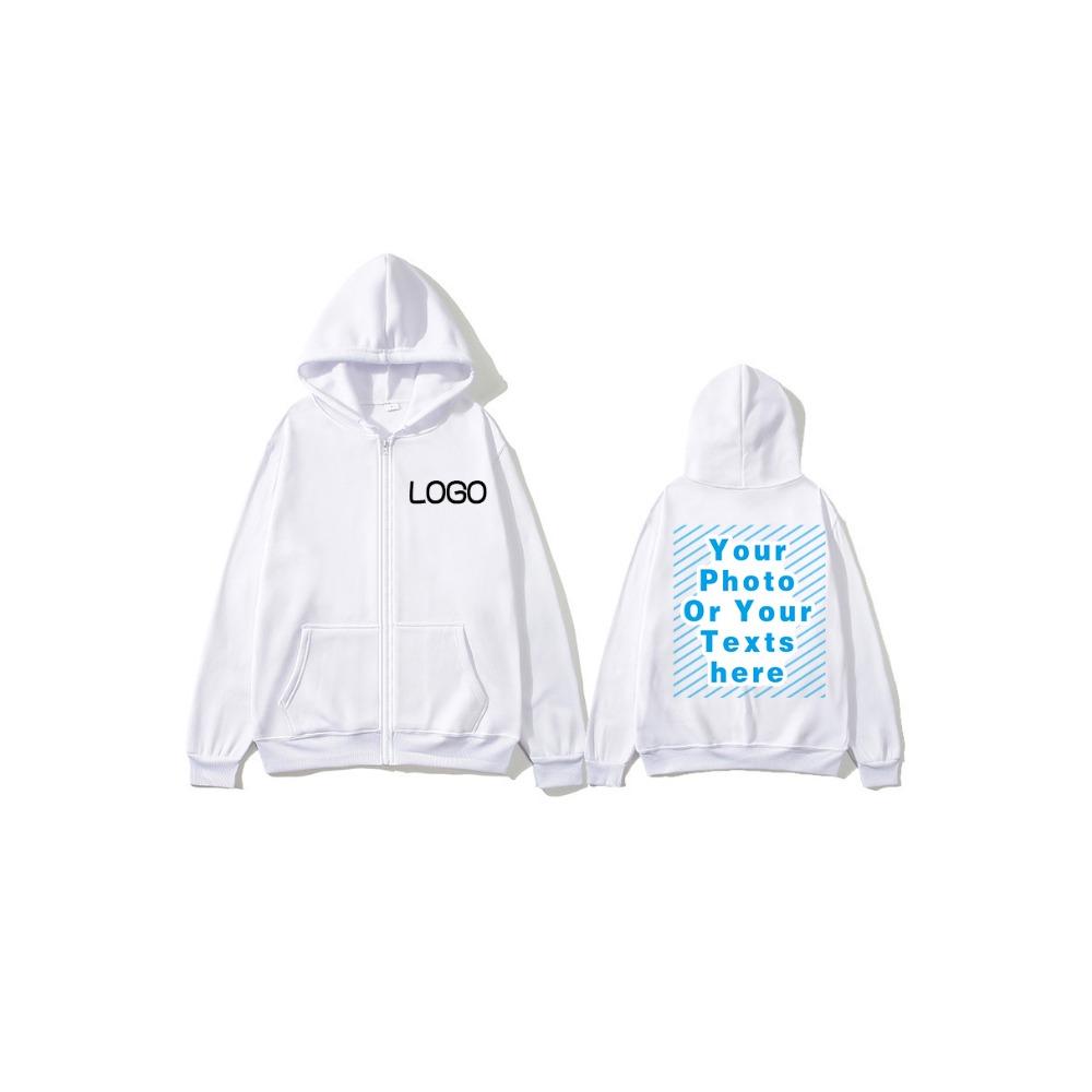 Zipper Hooded DIY12 Cardigan Sweatshirt Jacket Anytime Anywhere Design Brand Logo Custom Image Replication