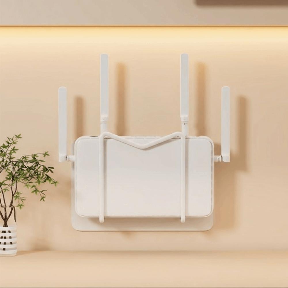 Versatile Wall-Mounted Router Holder Multi-Purpose with Practical Hooks Storage Shelf No-Drill Router Storage Rack Home
