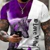 Men's Crew Neck Print Fierce Animal Pattern Oversized Men's Shirt Y2K Style Fashion Breathable Refreshing Short Sleeve