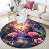 Flamingos Round Area Rug,Carpet Rug for Living Room Bedroom Sofa Playroom Decor,Non-slip Floor Mat