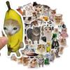 50PCS Kawaii Cat Mood PVC Graffiti Sticker Sticky Aesthetic Decorative Scrapbook DIY Child Phone Stationery Supply for Kid