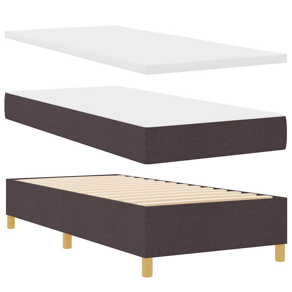 Boxspring Bed with Headboard Dark Brown 200 x 90 cm Fabric