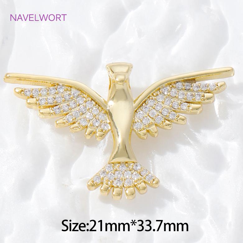 18K Gold Plated Brass Heart Wings/Bird/Dragonfly Charms Pendants For Jewelry,Decorative Pendants,DIY Necklace Making Supplies
