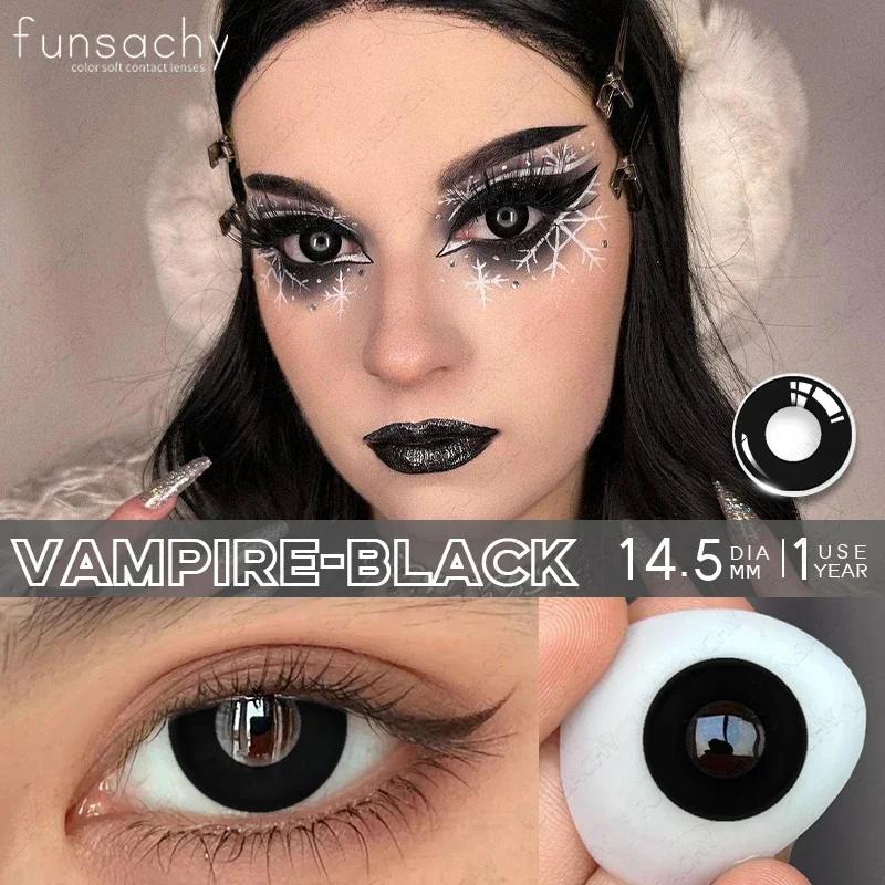 

FUNSACHY 2 шт. Цветные контактные линзы для Хэллоуина, аниме-линзы для косплея, разноцветные линзы, белые, красные, черные, контактные линзы для учеников, годовые