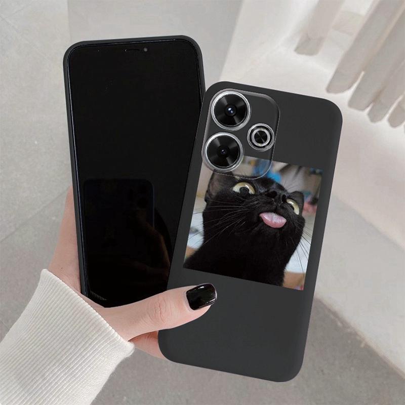

М який силіконовий чохол Funny Cat для Redmi Note 13 Pro 13C 14 Poco C65 Samsung A55 M35 S24 Xiaomi iPhone Huawei Honor 200 Realme 9 Camera Shockproof Cover Redmi Note 12 Pro 4G чорний