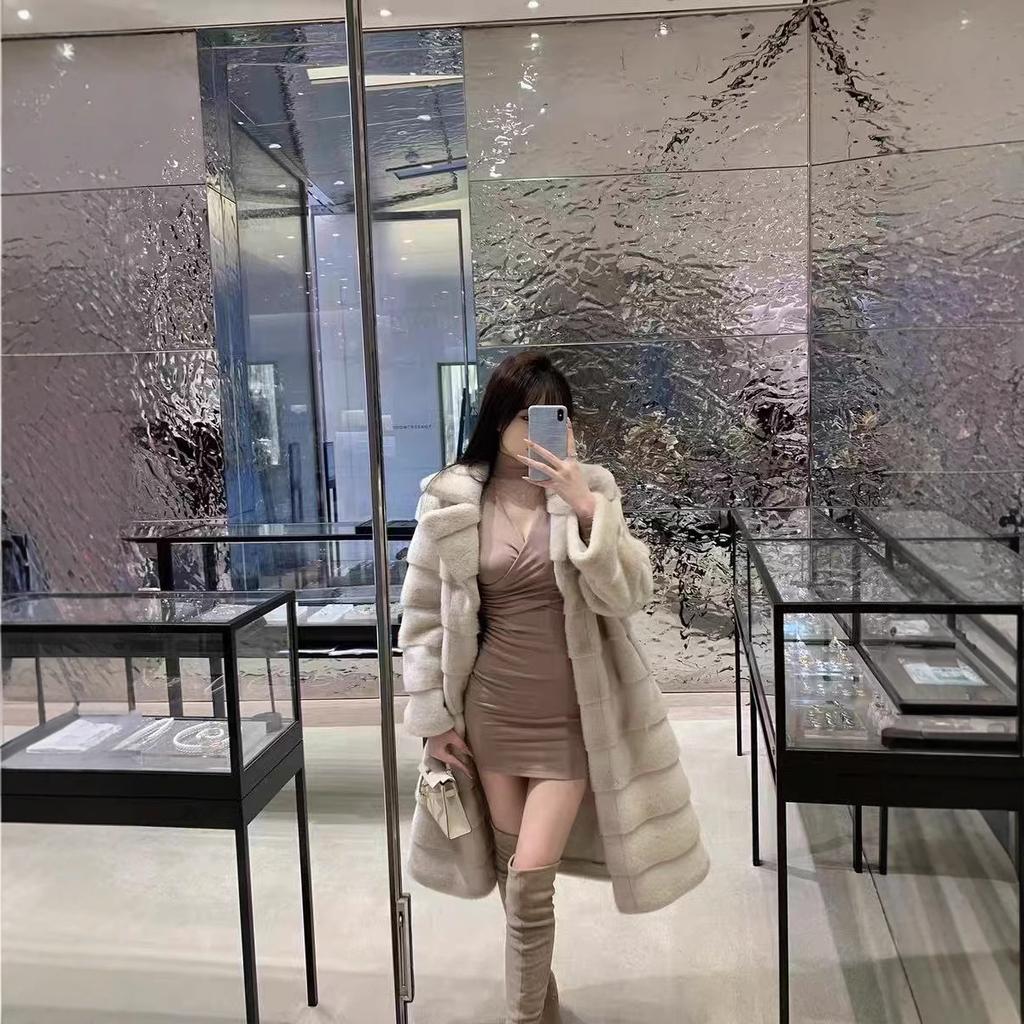Mink Fur Women's Coat Mink Coat One Size Long