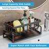 Sponge Holder for Kitchen Sink, Self-Drainage Kitchen Sink Caddy, Rustproof Steel Dish Sponge Organizer with Removable Dishcloth Rack