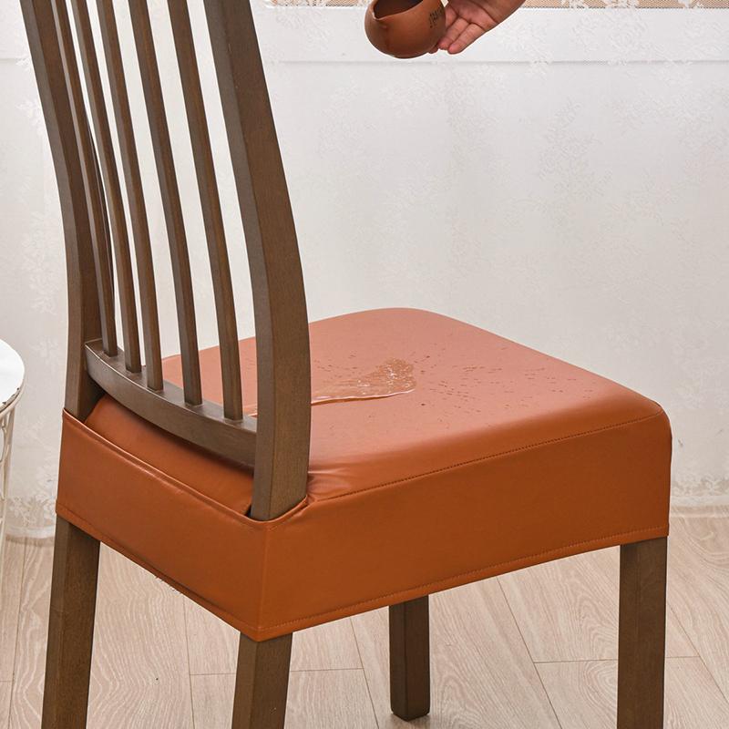 Elastic Square Chair Cover Waterproof PU Leather Home Dining Chair Seat Cover Decor Dust Slipcover Stool Cushion Removable