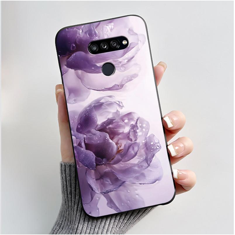 Soft Shockproof Phone Case For LG K50S Bumper Silicone Black Case New Design Viral Pattern Koi Shell Cute Colorful Cover