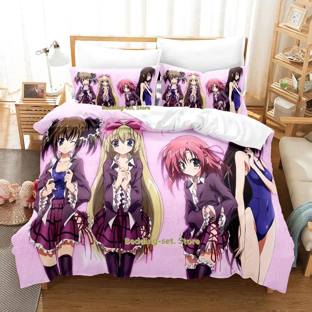 New Seitokai No Ichizon Bedding Set Cartoon Anime Three-piece Set Adult Kid Bedroom Duvetcover Sets Men Duvet Cover Set for Boys