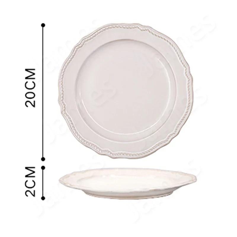 Relieff Keramiske Tallerkener Nordisk Stil Vintage Middagstallerken Biff Pastarett Sett Husholdningsskål Kaffekopp Krus Restaurant Servise