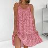 U Yaka Kolsuz Mini Elbise Pileli Fırfır Etek Gevşek Fit Backless İnce Çiçek Baskı Sling Bayan Plaj Elbisesi Günlük Giysi