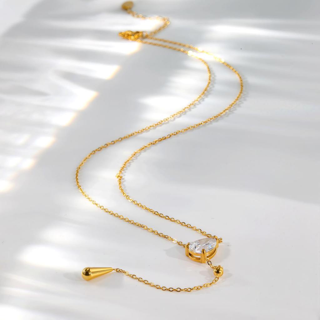 Xiaoxiangfeng Zircon Stainless Steel Necklace Temperament Daily Versatile Women'S Jewelry