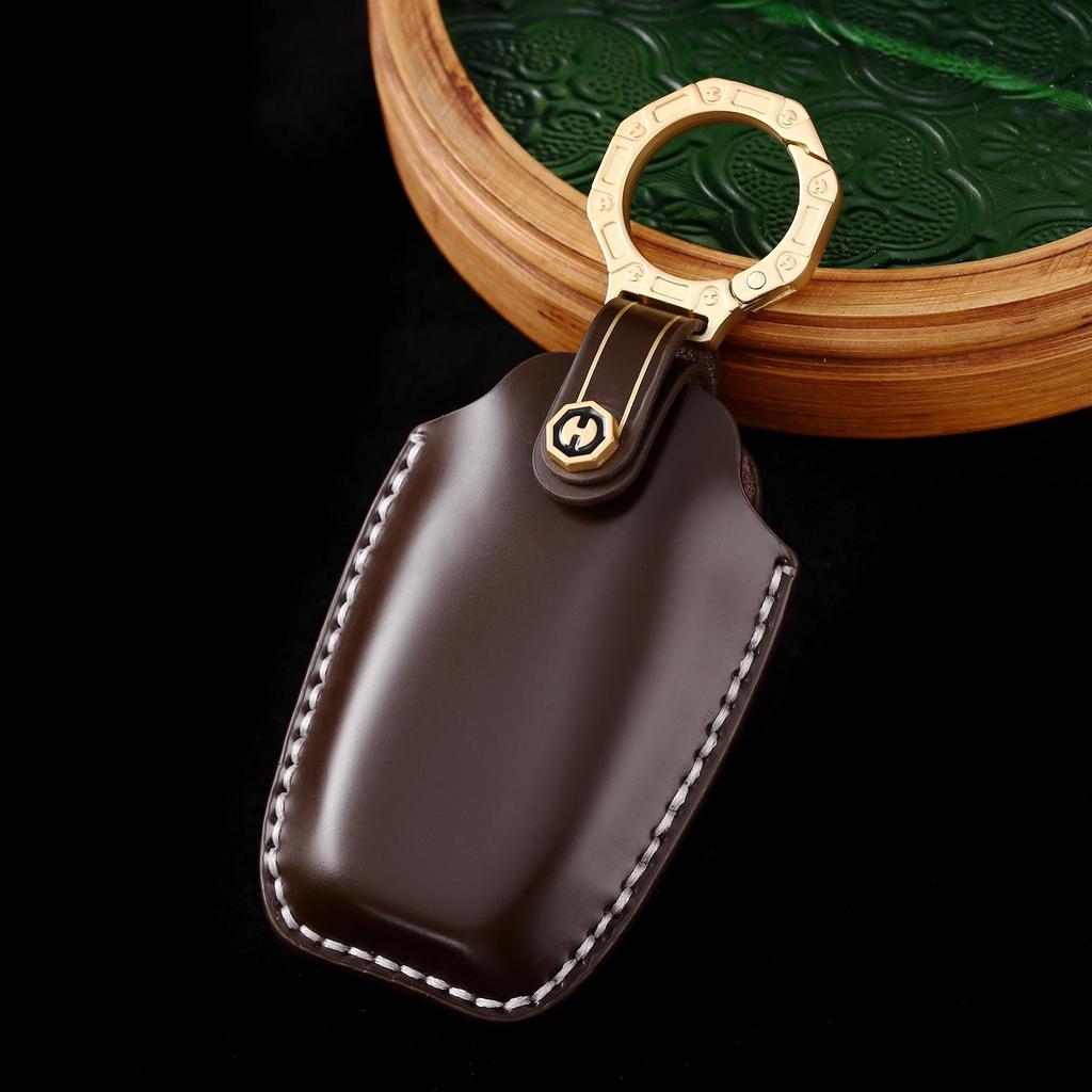 Premium Leather Key Cover for Hongqi H5/H9/H7 - High-End Gift Box Set